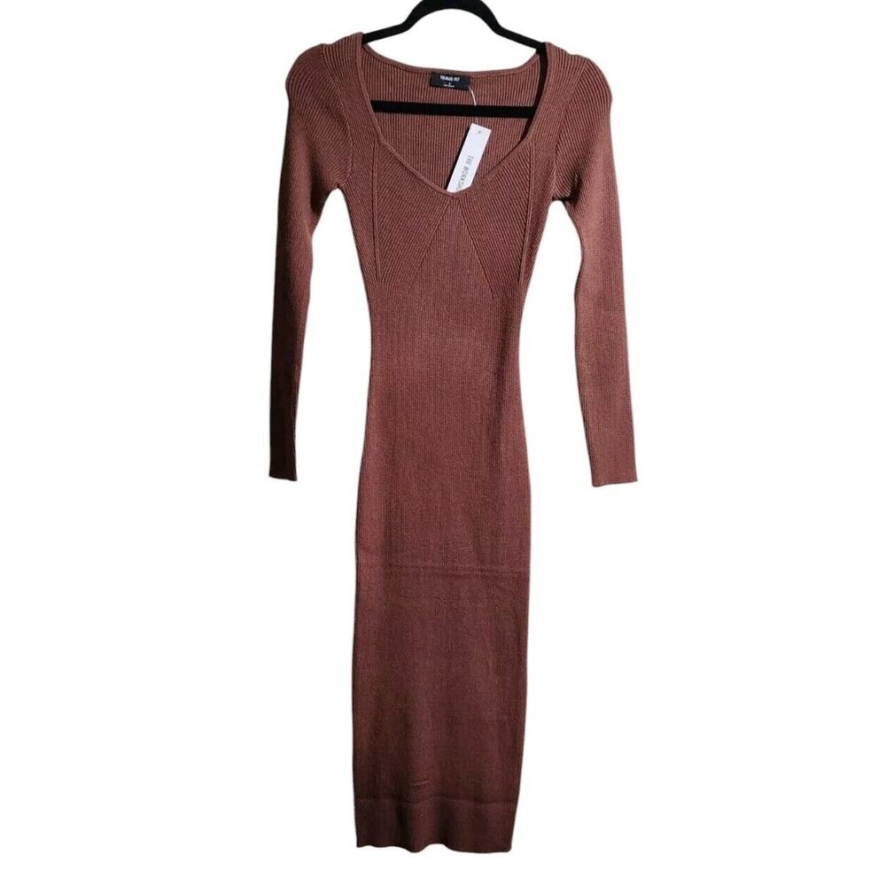The Workshop Dress Women's Size Small Brown Ribbed Tight Lounge Soft Comfy Basic